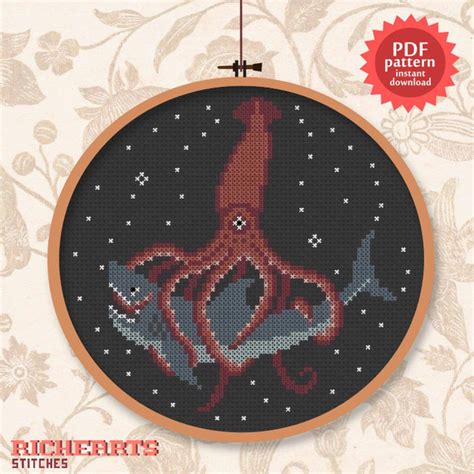 Squid Cross Stitch Pattern