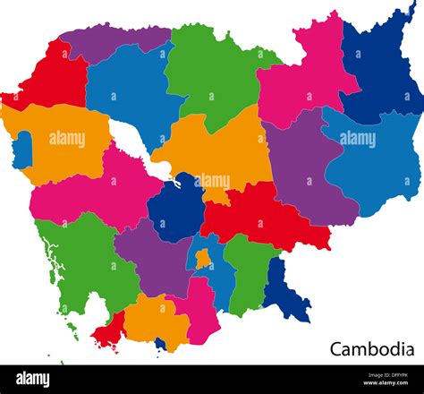 Colorful Cambodia Map Stock Photo Alamy