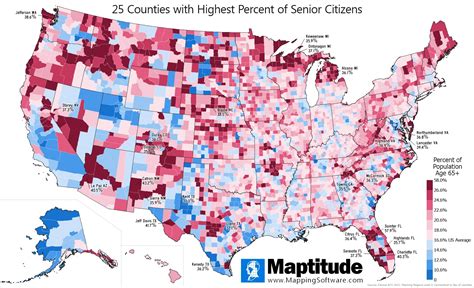 Maptitude Map Senior Citizen Population By County