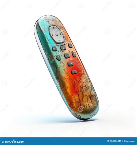 Realistic White Remote Control With Prehistoric Art Painting Stock