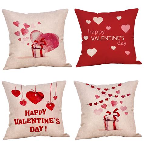 4pcs Happy Valentine Pillow Cases Printing Show Lover Linen Sofa