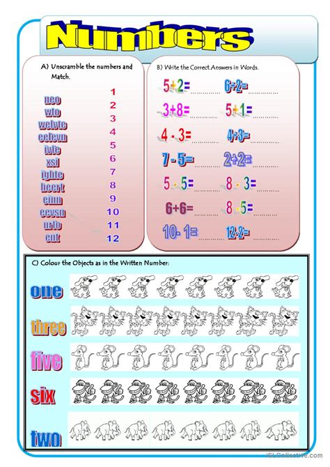 Numbers English Esl Worksheets Pdf And Doc