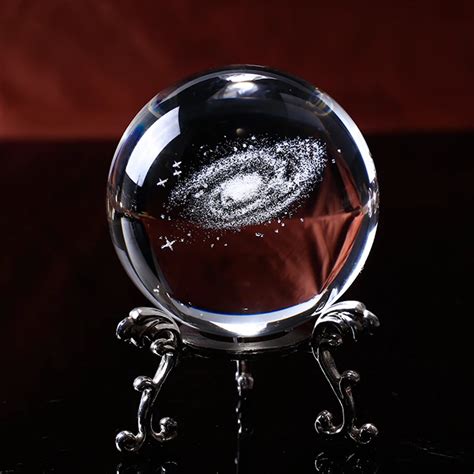 Cm Laser Engraved D Galaxy Crystal Ball Glass Home Accessories