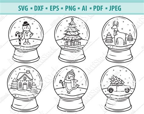 Snow Globe Svg Glass Snowball Svg Winter Scene Svg Etsy