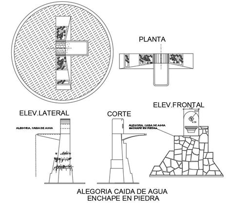 Plan Of Water Fall Design Is Given In This Autocad Drawing File