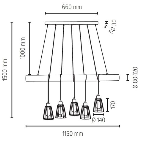 Rustykalna Lampa Wisz Ca Trabo Long Spotlight Bejcowana Czarny