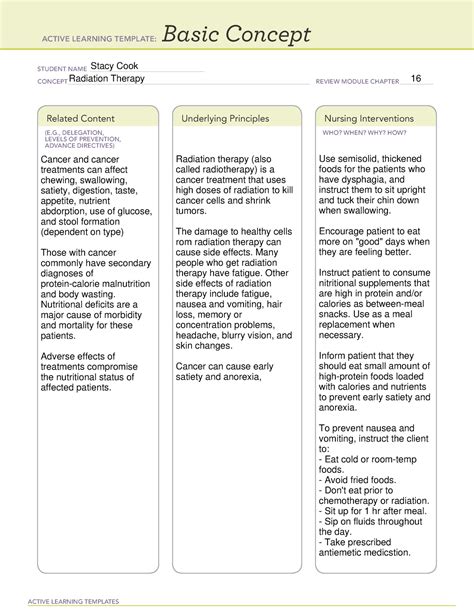 Ati Basic Concept Radiation Therapy Active Learning Templates Basic