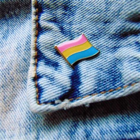 Pansexual Enamel Pin Pride Flag Gold Metal Badge Lgbt Pink Blue Yellow