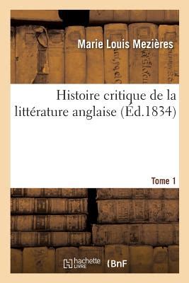 Histoire Critique De La Litt Rature Anglaise Tome Depuis Bacon