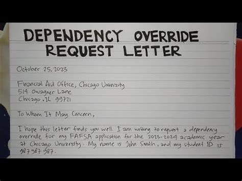 How To Write A Dependency Override Request Letter Step By Step Guide