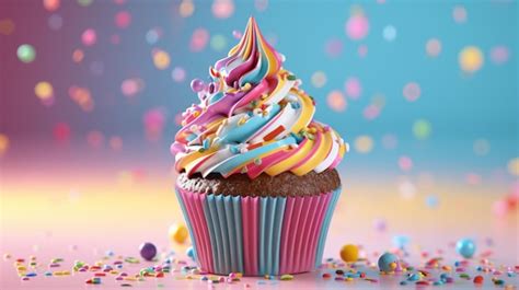 Premium Photo | Cupcake with Rainbow Sprinkles