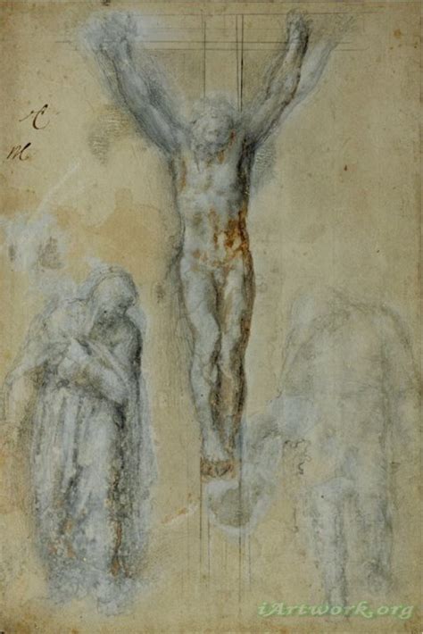 Michelangelo Buonarroti Christ On The Cross Between The Virgin Mary And