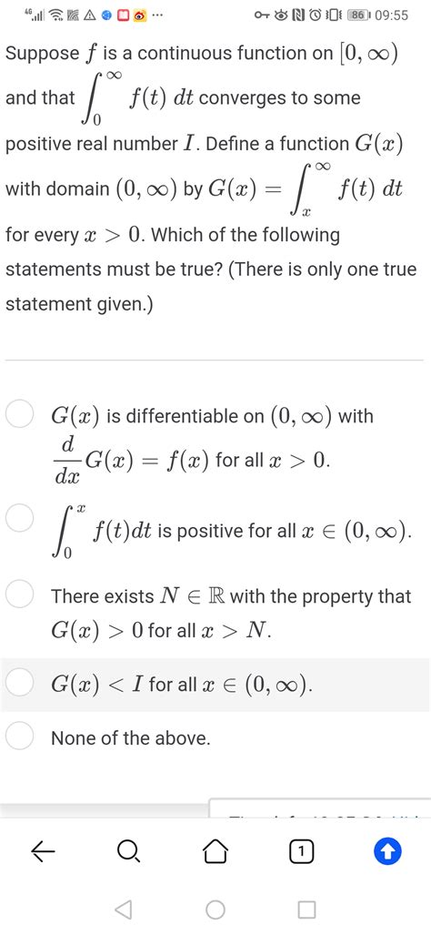 Solved Suppose F Is A Continuous Function On [0 ∞ And That