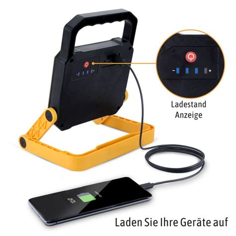 LED Akku Baustrahler 10W Mit USB Powerbank Arbeitsleuchte Mit 4400