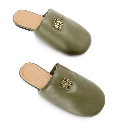 Womens Loewe Green Padded Anagram Mules Harrods Uk