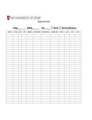 Fillable Online Facilities Utah Department Roster University Of Utah