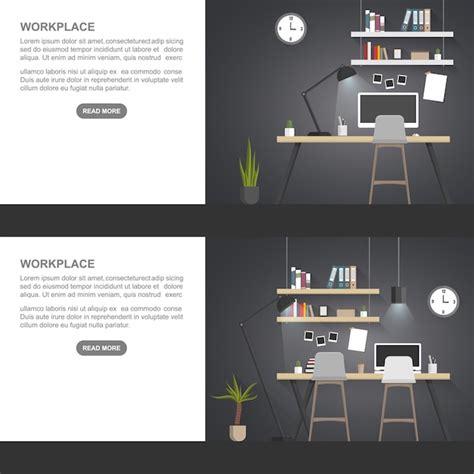 Premium Vector Workplace Concept Flat Design