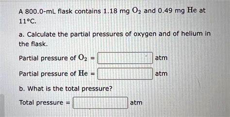 Solved A Ml Flask Contains Mg O And Mg He At C A