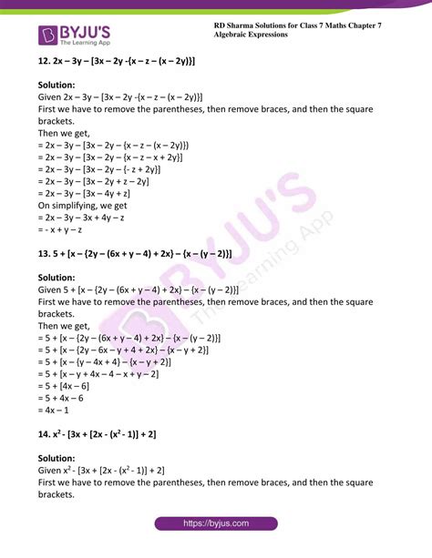 Grade 7 Algebraic Expressions Worksheets