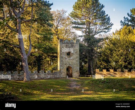 Stainborough Castle turret, a folly in the Wentworth Castle Gardens ...