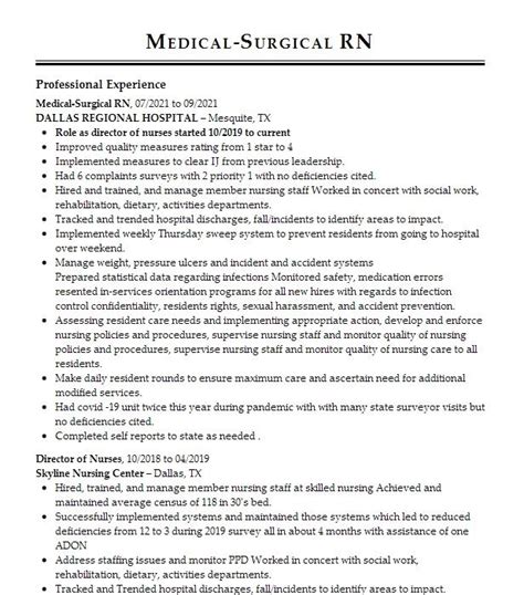 Rn Medical Surgical Resume Example