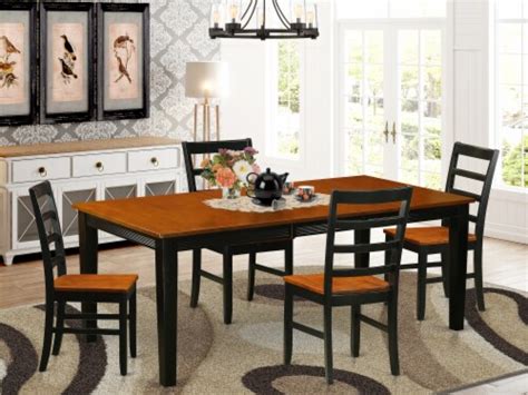 East West Furniture Quincy Piece Wood Kitchen Table Set In Black