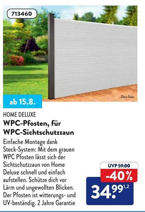 Home Deluxe Wpc pfosten Für Wpc sichtschutzzaun Angebot bei ALDI Nord