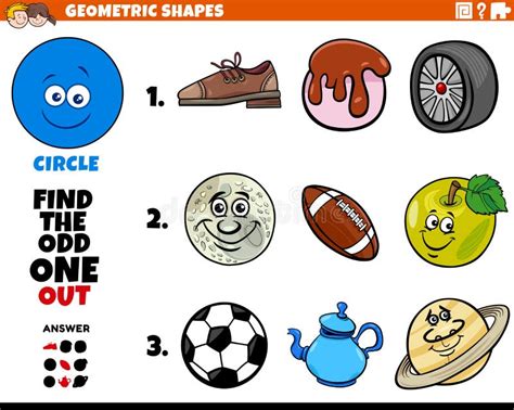 Objetos De Forma Circular Juego Educativo Para Niños Ilustración Del