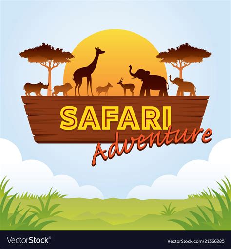 African safari adventure sign Royalty Free Vector Image