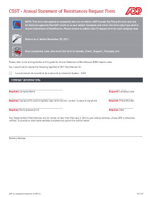 Fillable Online Csst Annual Statement Of Remittances Request Form Fax