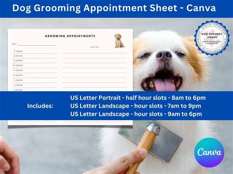 Grooming Appointment Sheet Canva Dog Grooming Appointment Diary Sheet