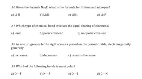 Solved .46 Given the formula Na3P, what is the formula for | Chegg.com