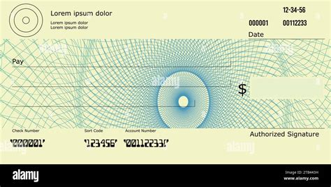 Us Blank Cheque With Dollar Sign And American Spelling Check Template With Guilloche Pattern