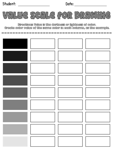 Value Scale Worksheet Free Pdf Printables Printablee