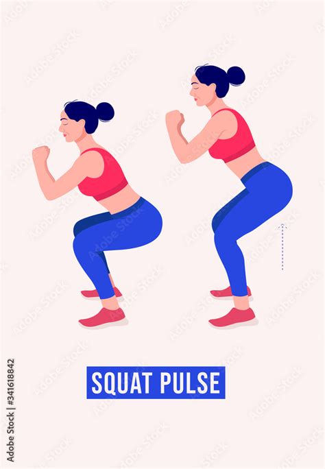 Girl doing Squat Pulse exercise, Woman workout fitness, aerobic and ...