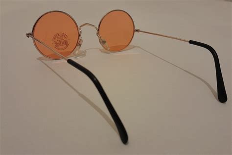 True Vintage John Lennon Style Sunglasses Round Yellow Orange Etsy