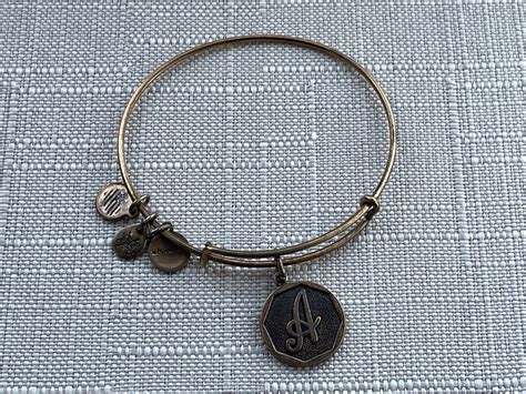 Alex And Ani Women Bracelet Gold Tone Initial LETTER Gem