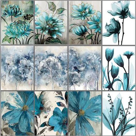 Gatyztory Diy Frame Coloring By Number Blue Flowers Kits Painting By