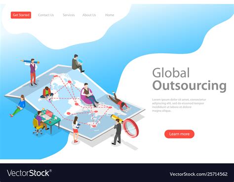 Isometric Flat Landing Page Template Royalty Free Vector