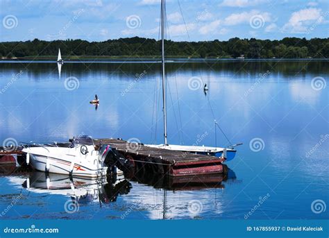 Picture Of A Boat On The Lake On A Sunny Day Stock Image Image Of