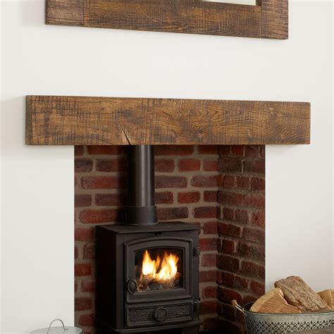 OAK MANTEL SHELF Grosvenor SOLID FRENCH RUSTIC BEAM Oak Mantel