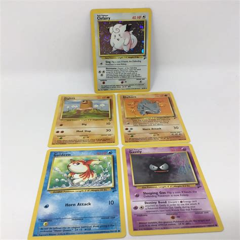 Pokémon Tcg Base Set 2 Card Lot Of 5 Holo Clefairy Gastly Goldeen