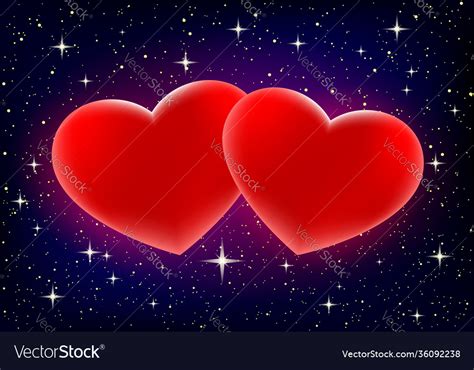 Two Red Love Hearts Royalty Free Vector Image Vectorstock