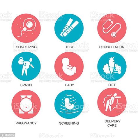 벡터 플랫 아이콘 빨간색 임산부를위한 파란색 세트 팁 단순함에 대한 스톡 벡터 아트 및 기타 이미지 단순함 당근 라벨