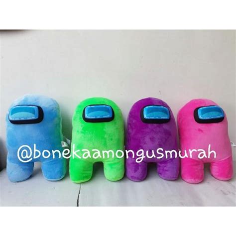 Jual Boneka AMONG US 30cm Crewmate Impostor Pink Biru Hijau Ungu Murah