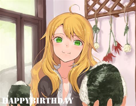 Blonde Hair Flowers Food Green Eyes Hoshii Miki Idolmaster Jyon Long