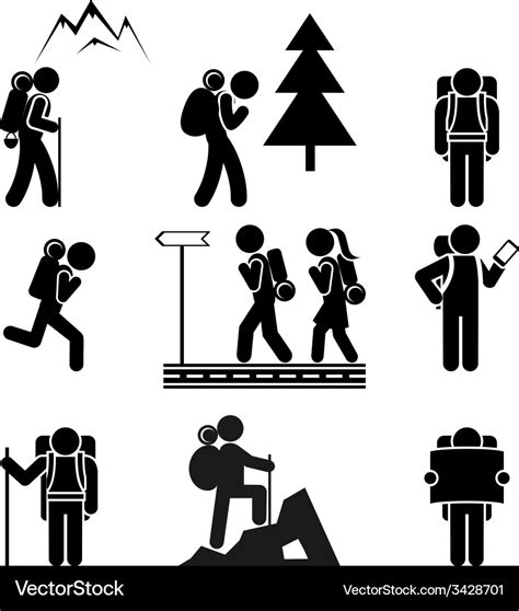 Hiking People Icons Royalty Free Vector Image Vectorstock