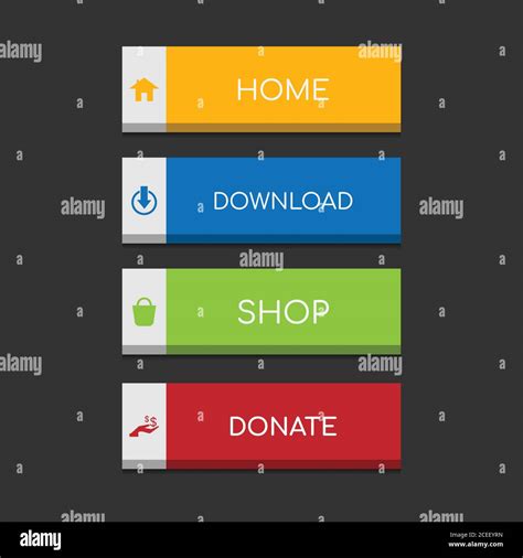 Colorful Web Design Button Collection With Flat Design Web And Ui