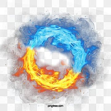 Creative Ice Circle PNG Transparent, Creative Hand Ice And Fire Combination Circle, Light Effect ...