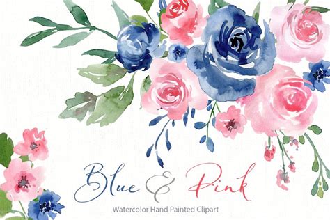 Watercolor Navy Indigo Blue Flowers | Pre-Designed Photoshop Graphics ...